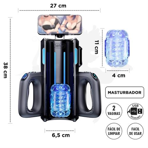 Masturbador Automático Telescópico Profesional - 2 Mangas de Silicona + 3 Velocidades